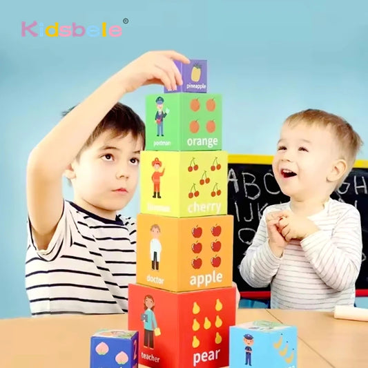 Cubes emboîtables Montessori – Jouet d'apprentissage des couleurs et des formes