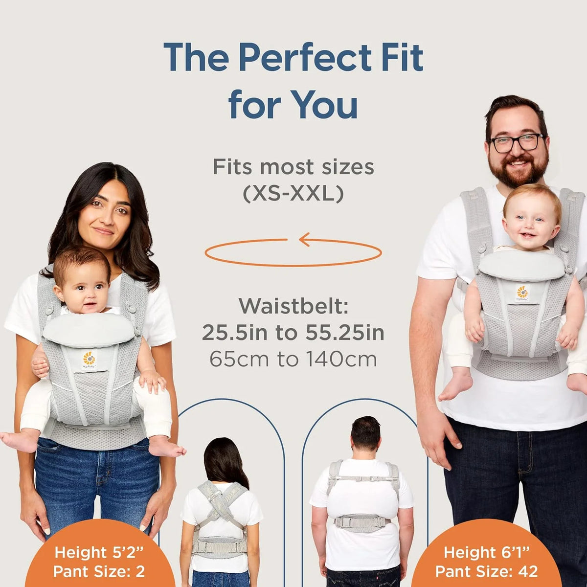 Porte-bébé Ergobaby en maille respirante – Toutes positions de portage (3 à 20 kg)