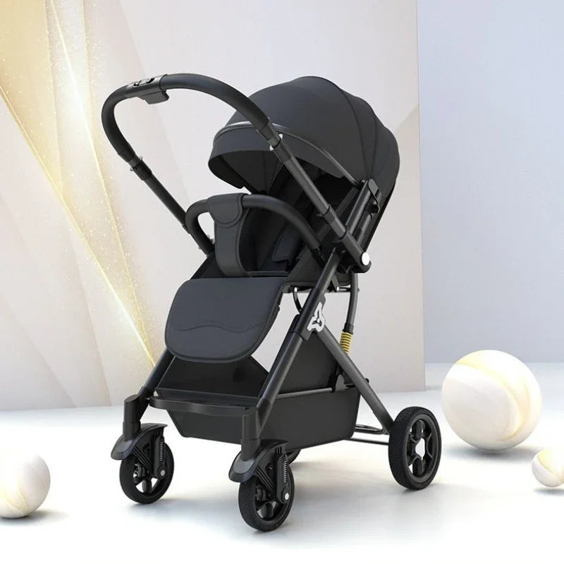 Ultra-Light Four-Wheel Baby Stroller – Sit & Lie Down, Foldable High-View