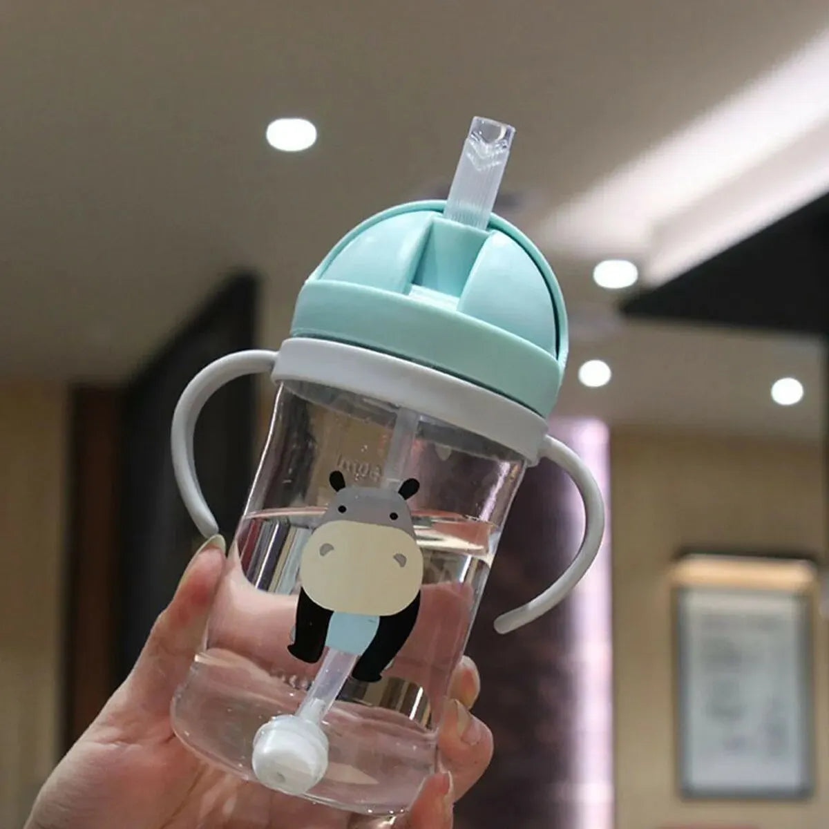 Gobelet/biberon pour enfants de 350 ml avec paille et bille de gravité, grand diamètre