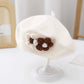 Cute Baby Girl Knitted Beret Hat with Small Flower