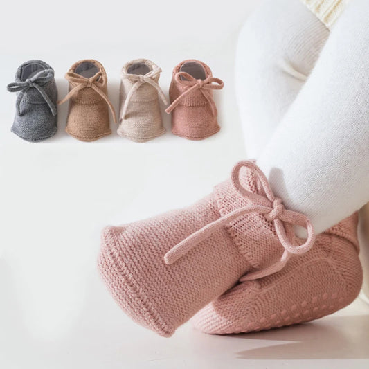 Baby Shoes Socks Warm Thick Infant Floor Socks Toddler Shoes Non-Slip Sole Casual Newborn Booties For Boys and Girls