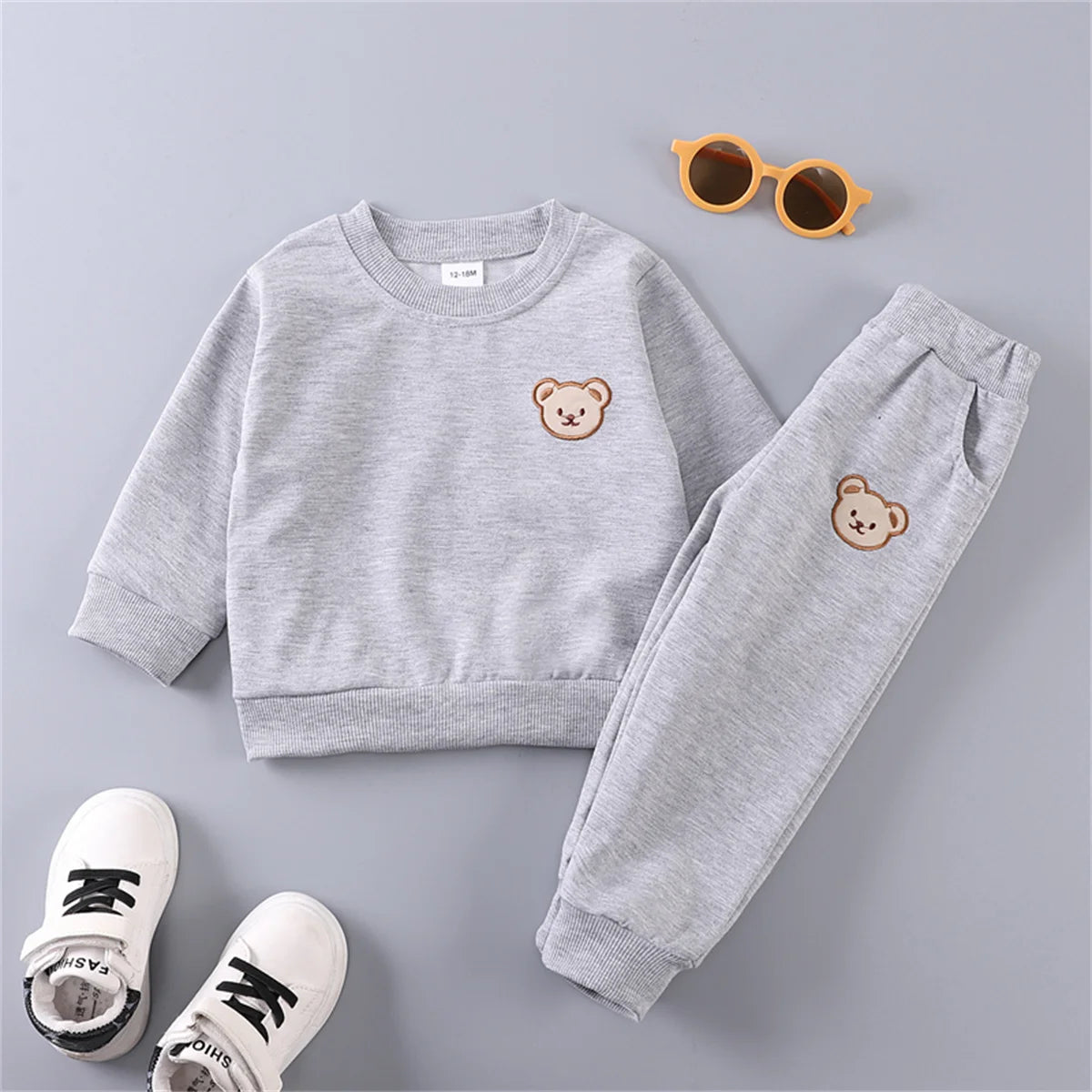 Ensemble 2 pièces pour enfant – Printemps/Automne Petit Ours Manches Longues et pantalon