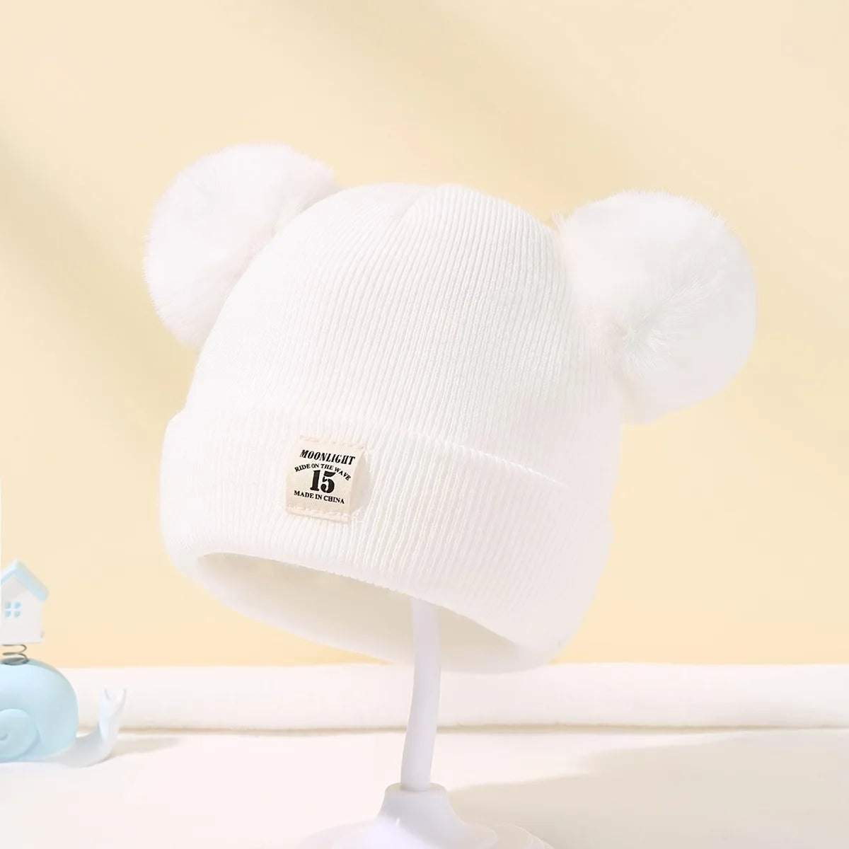 Ensemble d'hiver mignon pour bébé : bonnet et écharpe en laine avec oreilles d'ours.