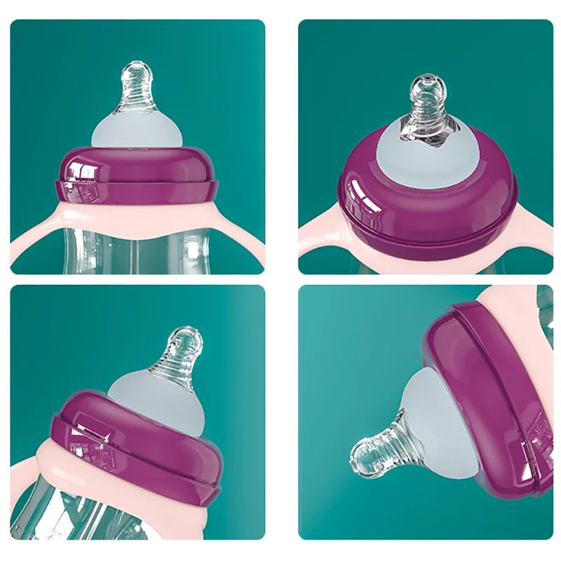 Ensemble de biberons avec poignée, tétines en silicone sans BPA