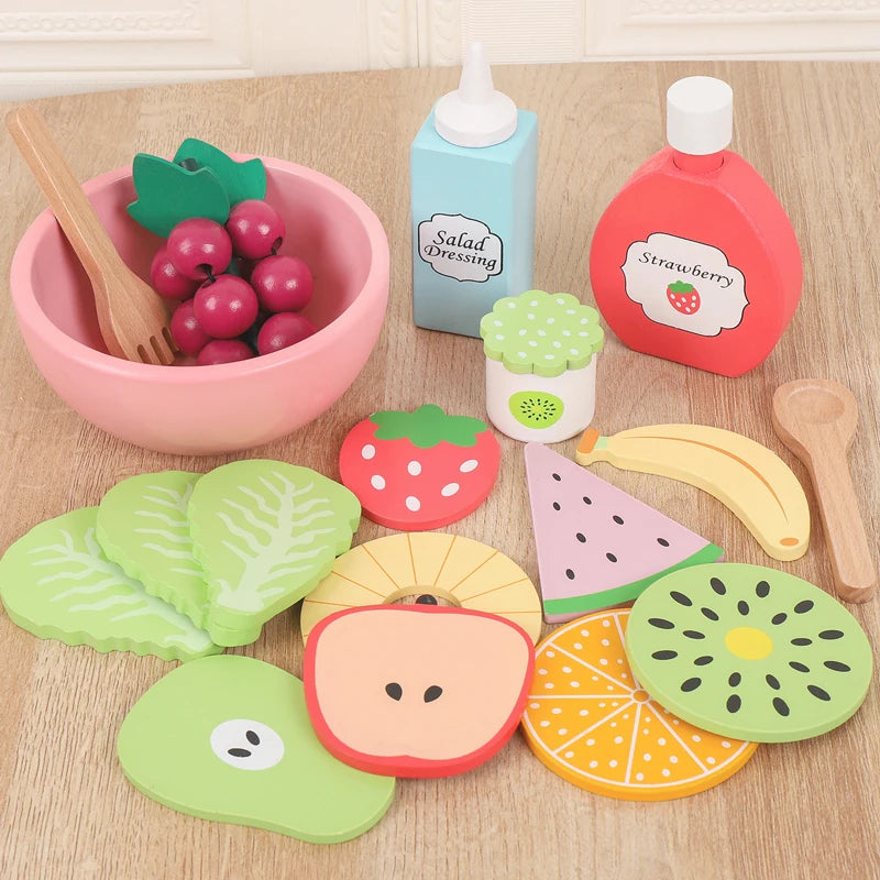 Ensemble d'aliments en bois pour jouer – Cuisinez et créez !