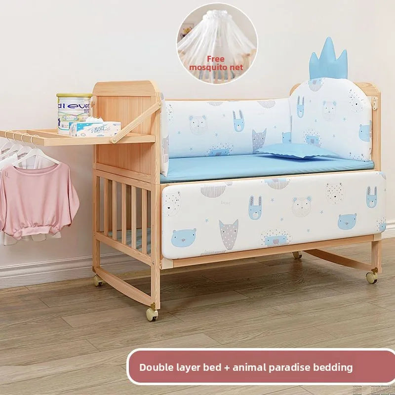 Convertible Baby Bed – Solid Wood & Adjustable Cradle