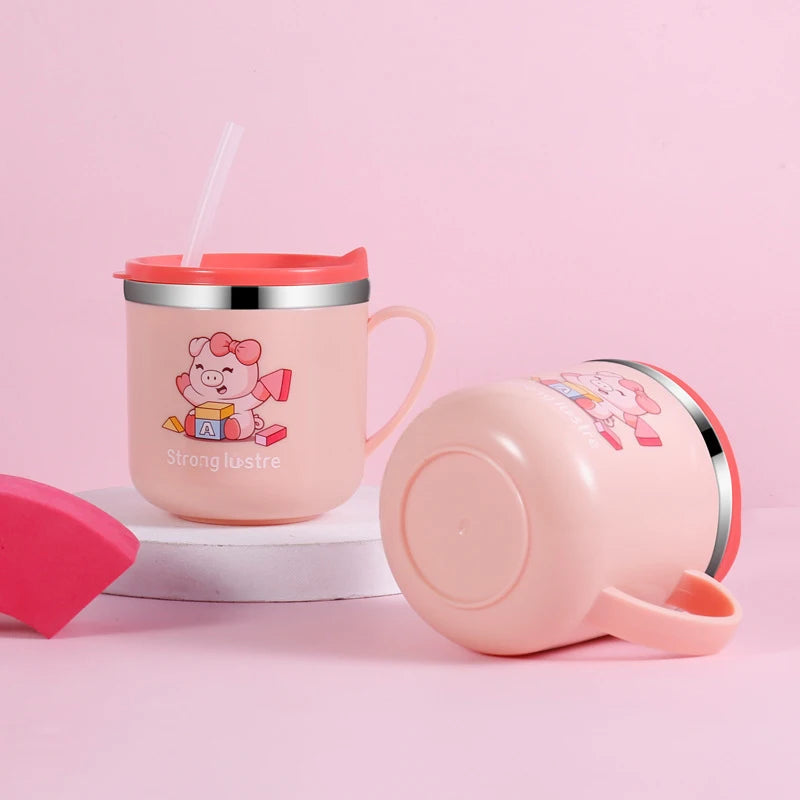250ML Baby Stainless Steel Straw Cup – Leakproof & Anti-Hot