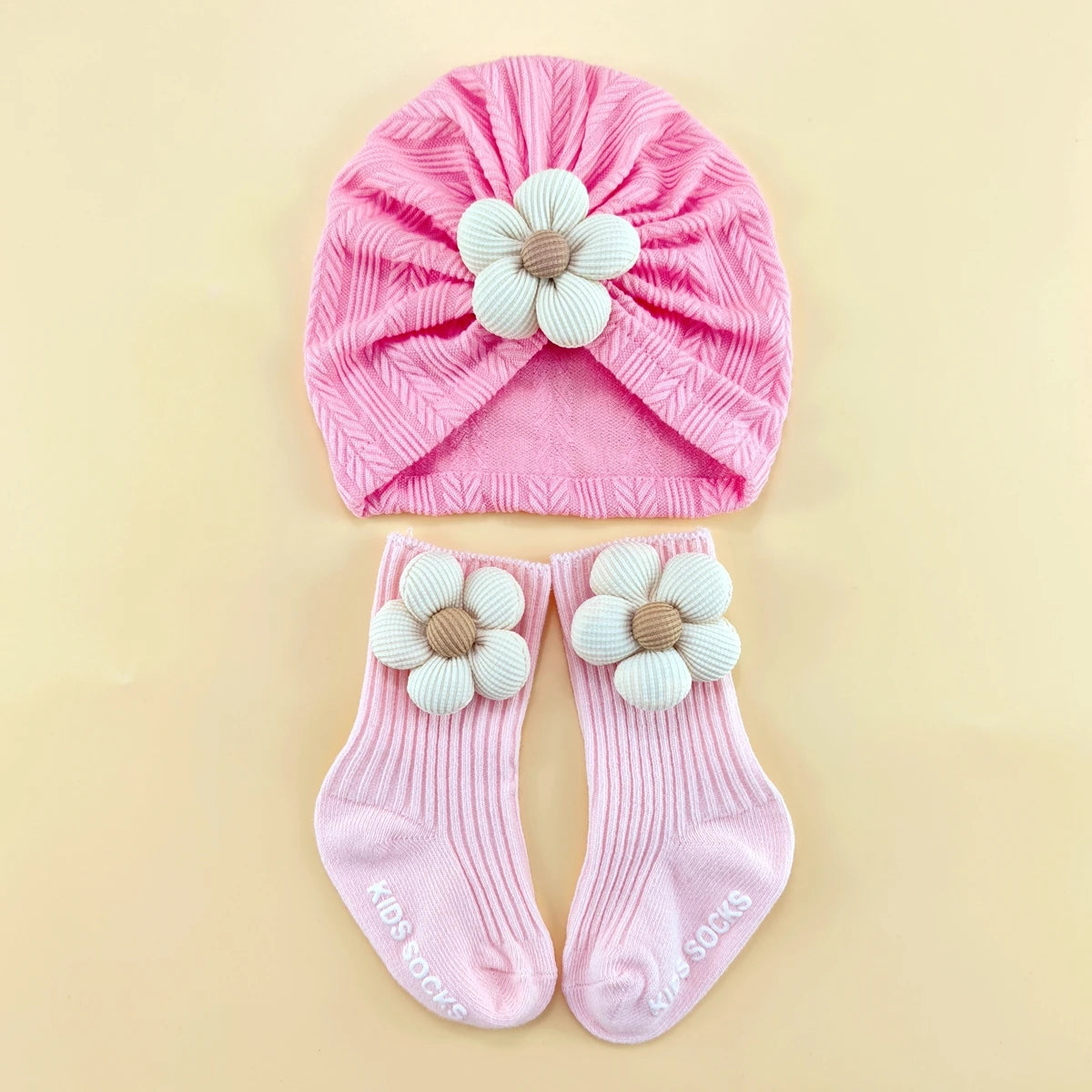 Soft Newborn Baby Hat and Anti-Slip Socks Set