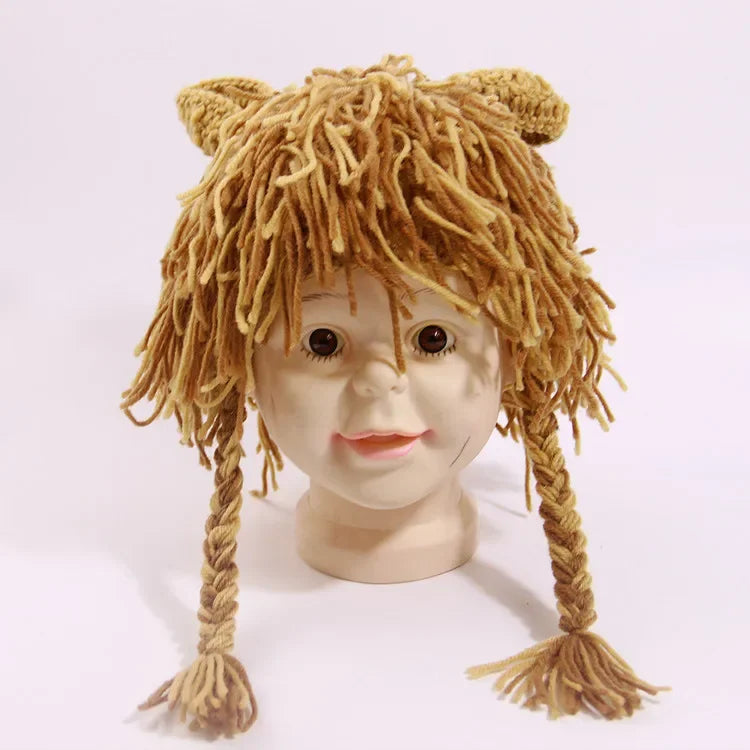 Perruque bébé lion, bonnet tricoté