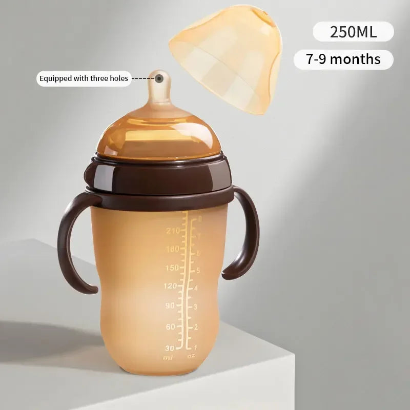 Silicone Nano Baby Bottle – 150/250ml, Handle, Anti-Choking, for 0–9 Months