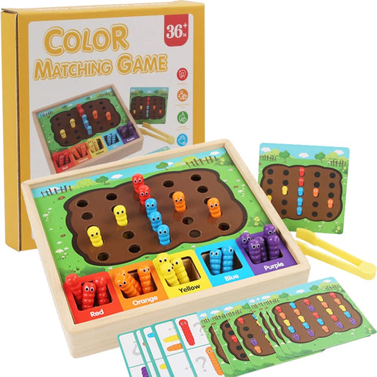 Jeu Montessori « Attrape-vers » – Jeu d'association de couleurs et de motricité fine
