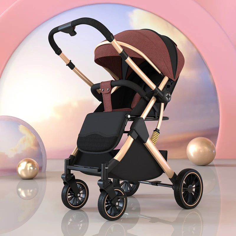 High Landscape Shock-Absorbing Baby Stroller – Foldable Travel Pram