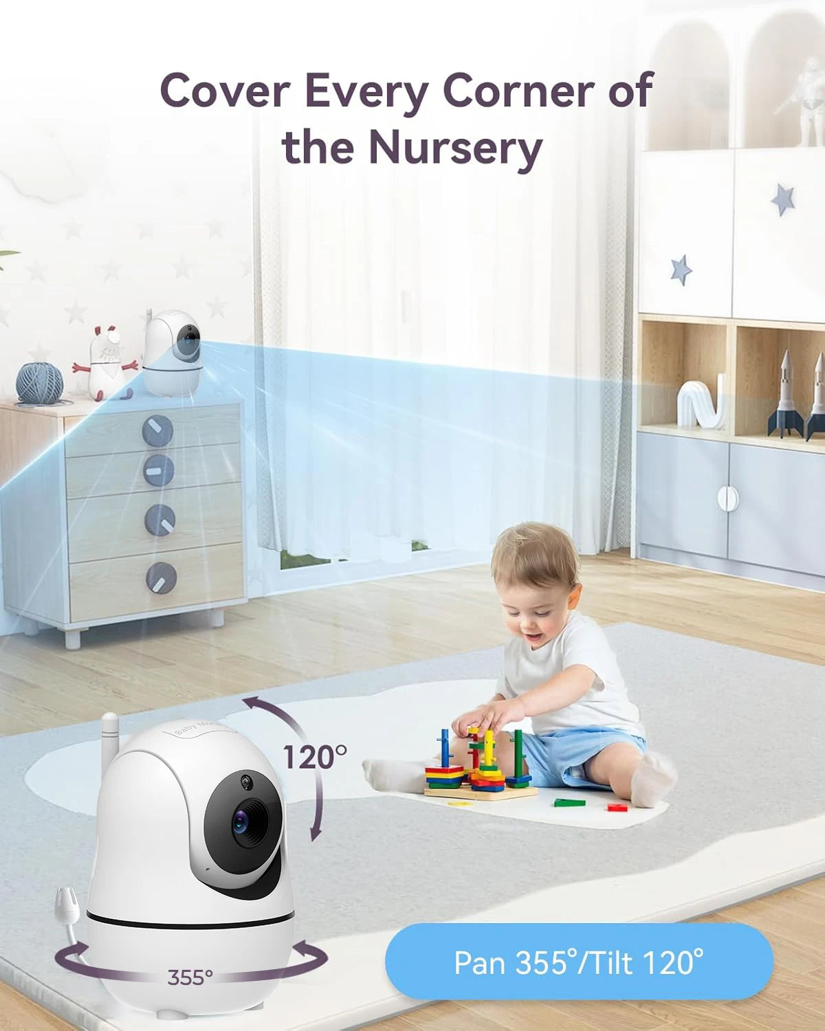 Babyphone double caméra 7 pouces – Écran partagé, PTZ, vision nocturne automatique