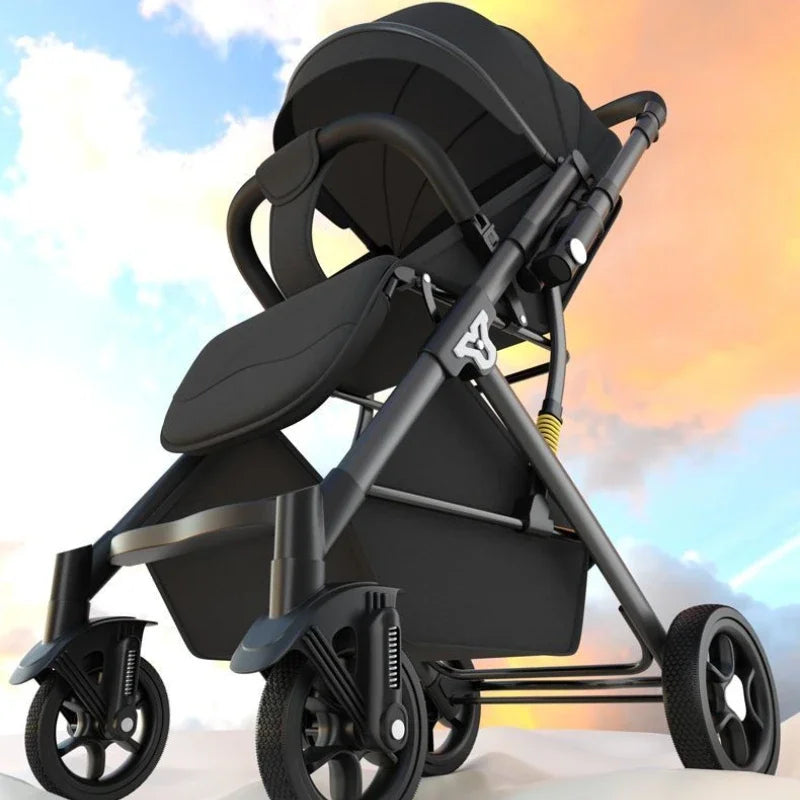 Ultra-Light Four-Wheel Baby Stroller – Sit & Lie Down, Foldable High-View