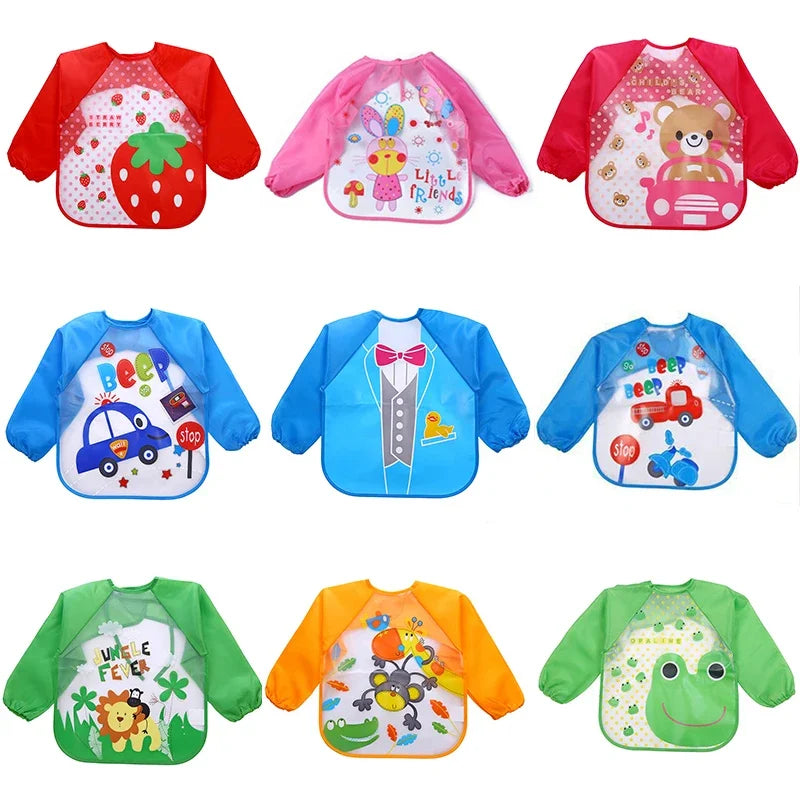 Bavoir-salopette imperméable à manches longues pour bébé