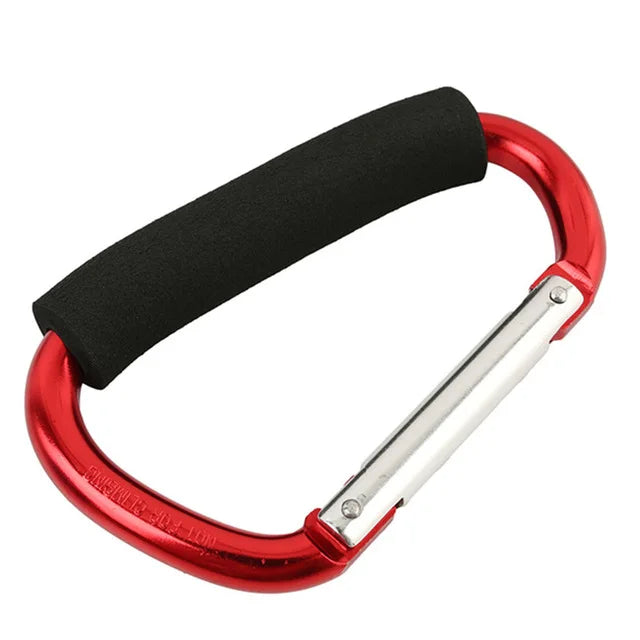 Large Aluminum Carabiner Stroller Hooks – D-Ring Organizer Clip