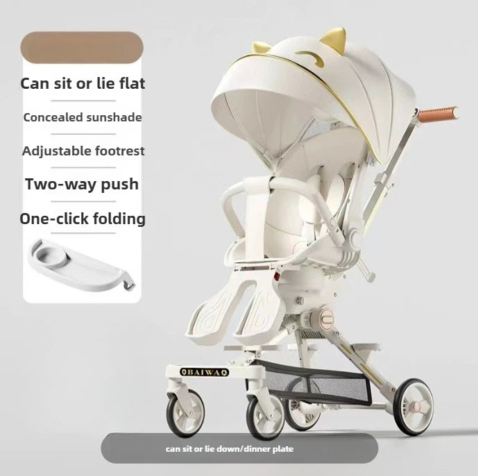 New 4-Wheel Baby Stroller – Lightweight, Foldable & Shock-Absorbing