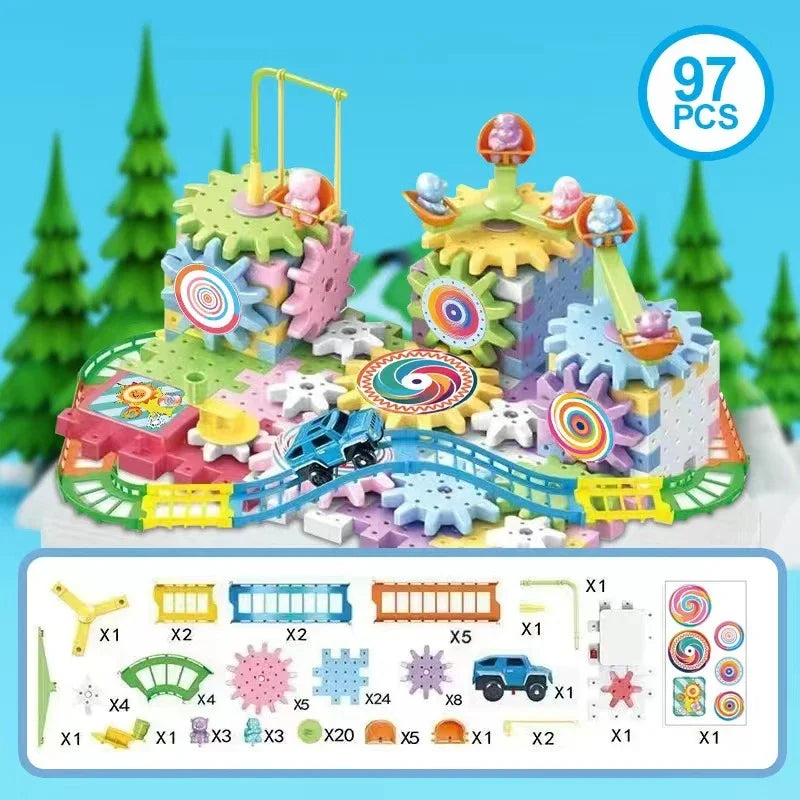 Kit de construction d'engrenages électriques éducatif pour enfants