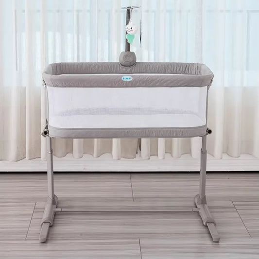 9-Height Adjustable Baby Crib – Bedside Co-Sleeper with Mattress