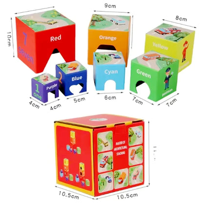Montessori Stacking Nesting Cubes – Color & Shape Learning Toy