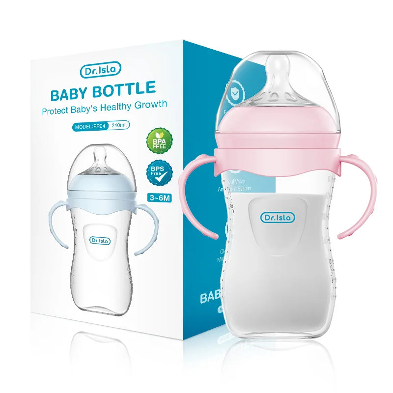 Biberon bébé en polypropylène (PP) de 150/240/330 ml avec poignée, biberon résistant pour nouveau-né