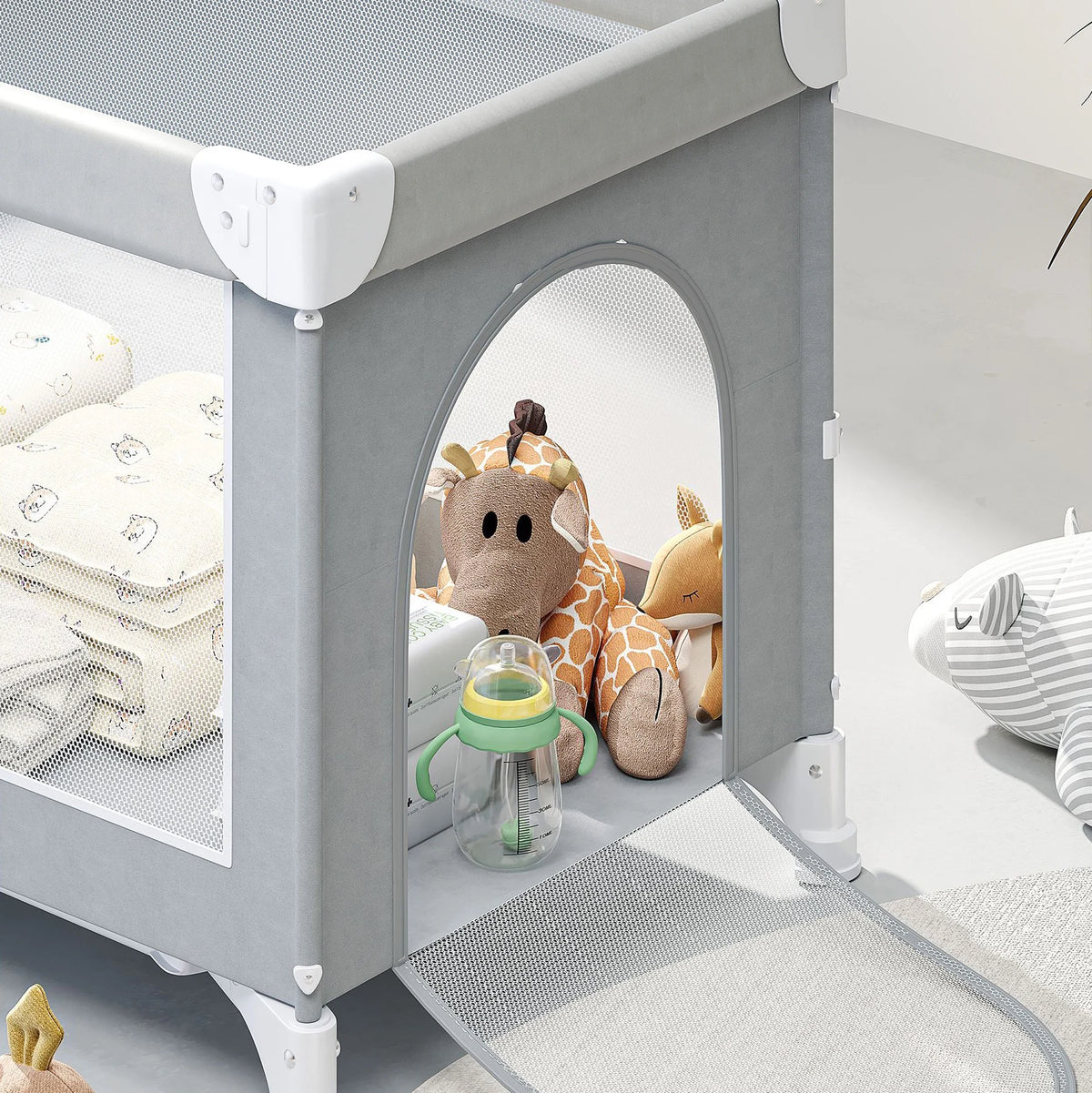 Portable Baby Crib with Diaper Table
