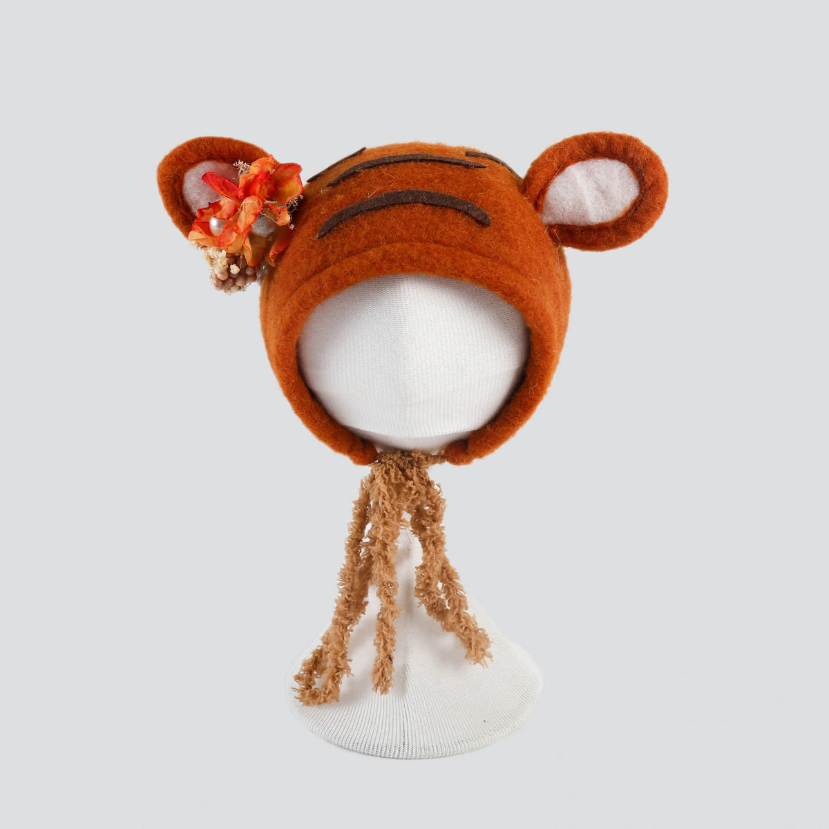 Cute Reindeer Wool Felt Bonnet for Newborn Baby Photo Shoot