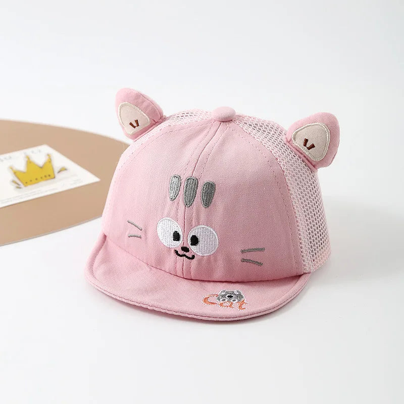 Casquette de baseball d'été pour enfants en maille, chapeau mignon de chat de dessin animé