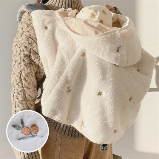 Baby Toddler Kids Hooded Cloak Cape Outerwear Coral Fleece Embroidered Cartoon Windproof Warm Winter Outdoor Costume Play Cape