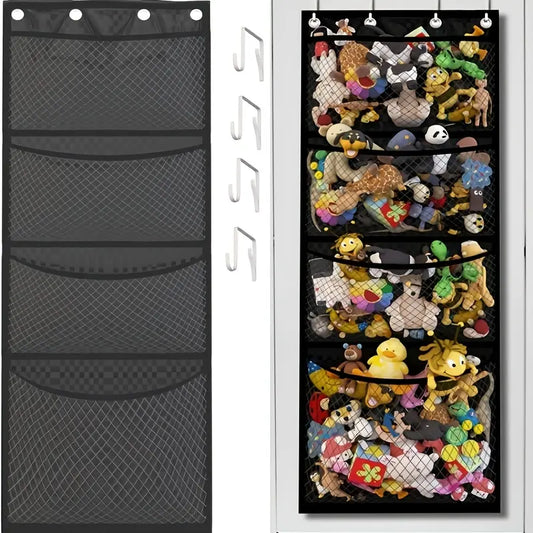 Black Hanging Toy Organizer – Over-Door Storage for Stuffed Animals