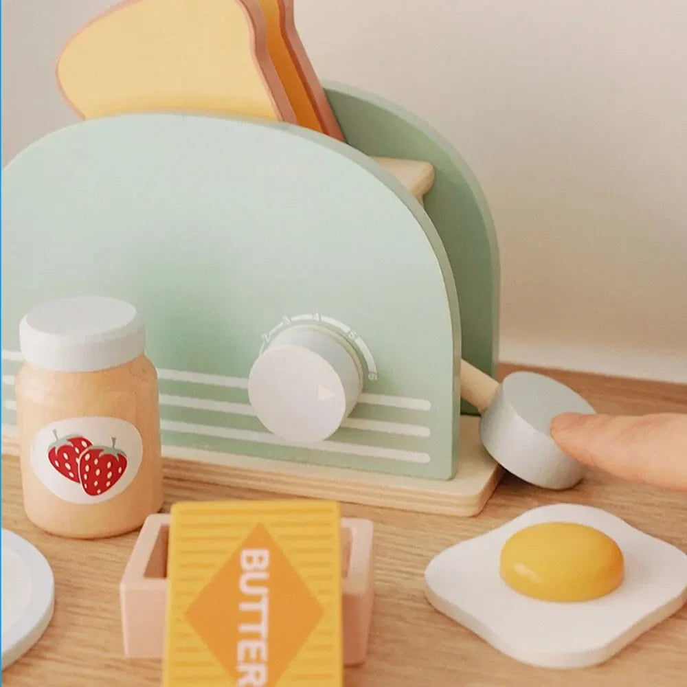 Grille-pain en bois – Jeu de petit-déjeuner factice pour enfants