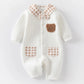 Combinaison bébé nouveau-né, vêtements d'hiver, barboteuse épaisse, garçon et fille, body ours brodé mignon, vêtements d'automne 0-1-3-6 mois