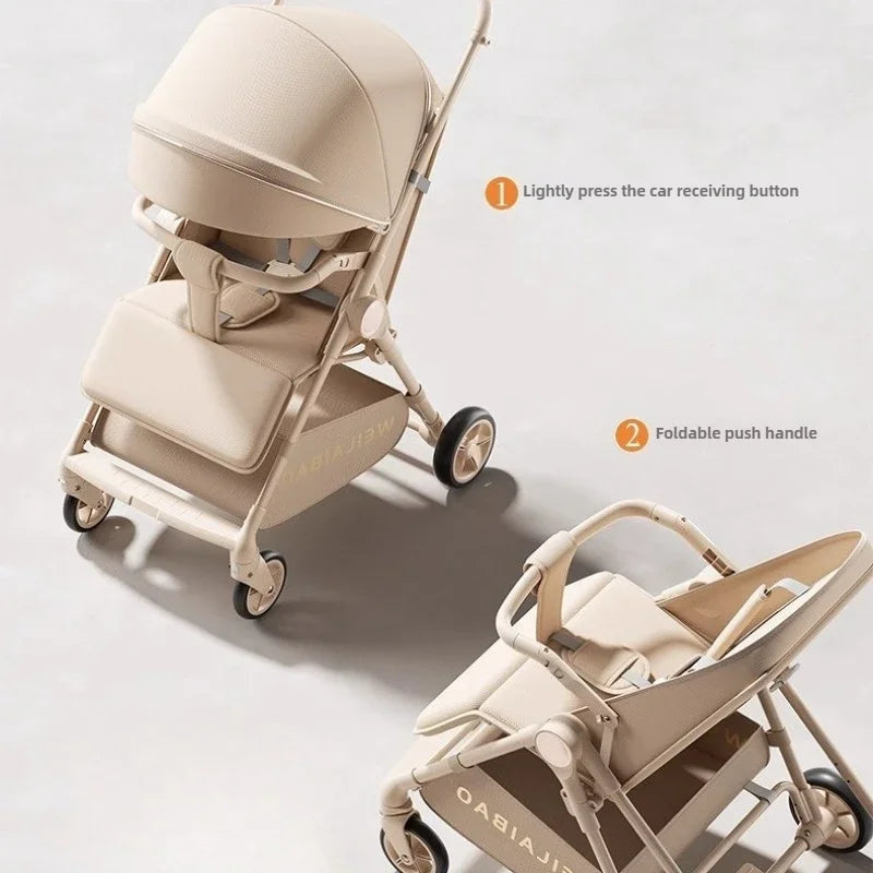 Poussette enfant pliable et légère 2025 – Poussette de voyage portable position assise et allongée