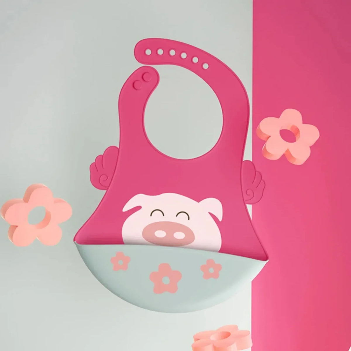 Baby Essentials – Soft Cartoon Silicone Bib with Pocket
