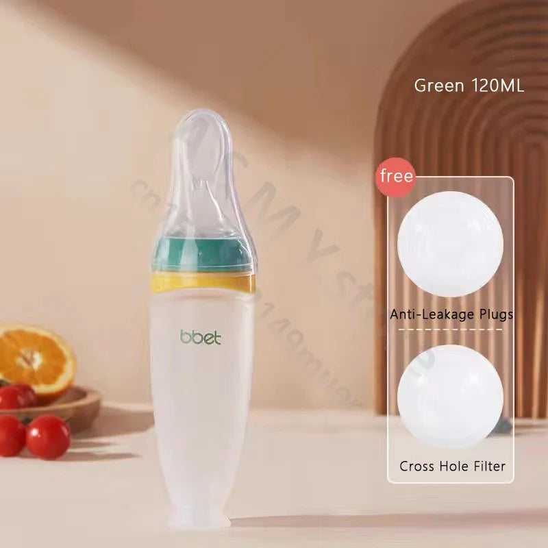 BBET Baby Food Feeder | Silicone Squeeze Bottle with Spoon for Infants