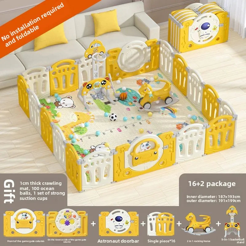 Foldable Baby Playpen with Crawling Mat – Safe & Ready to Use