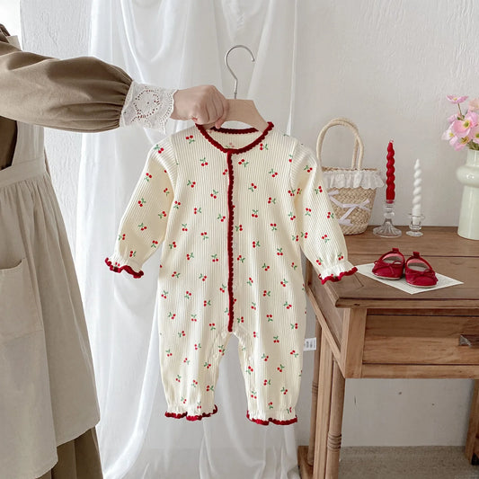 Cute Cherry Romper for Baby Girls