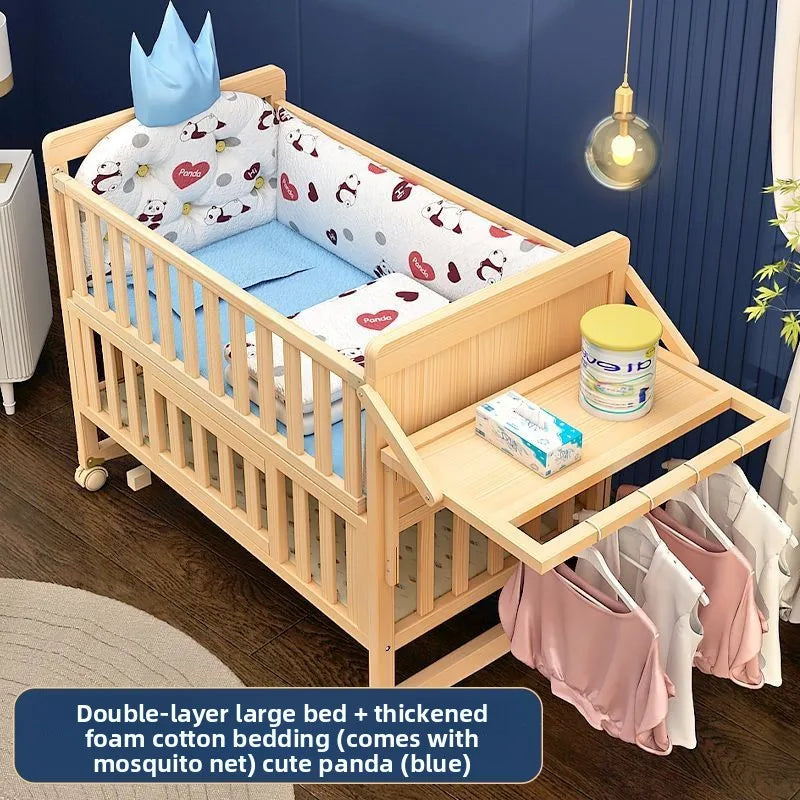 Convertible Baby Bed – Solid Wood & Adjustable Cradle