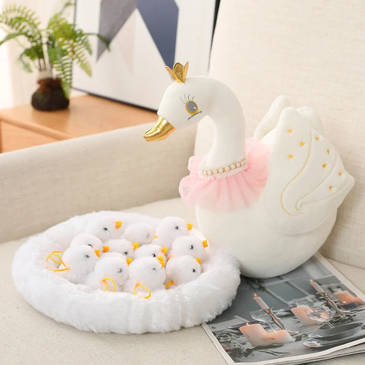 Swan Family Plush – Mom & Baby Snuggle!