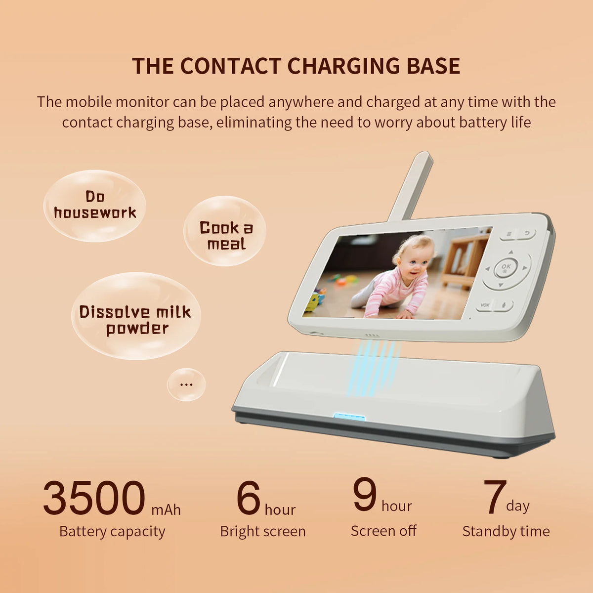 Wireless 5″ Baby Monitor 2MP PTZ Intercom Video Camera