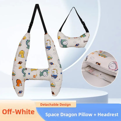 Cuion Kids Car Headrest Pillow | Neck & Sleep Support | Soft Wool Filling | Long Travel