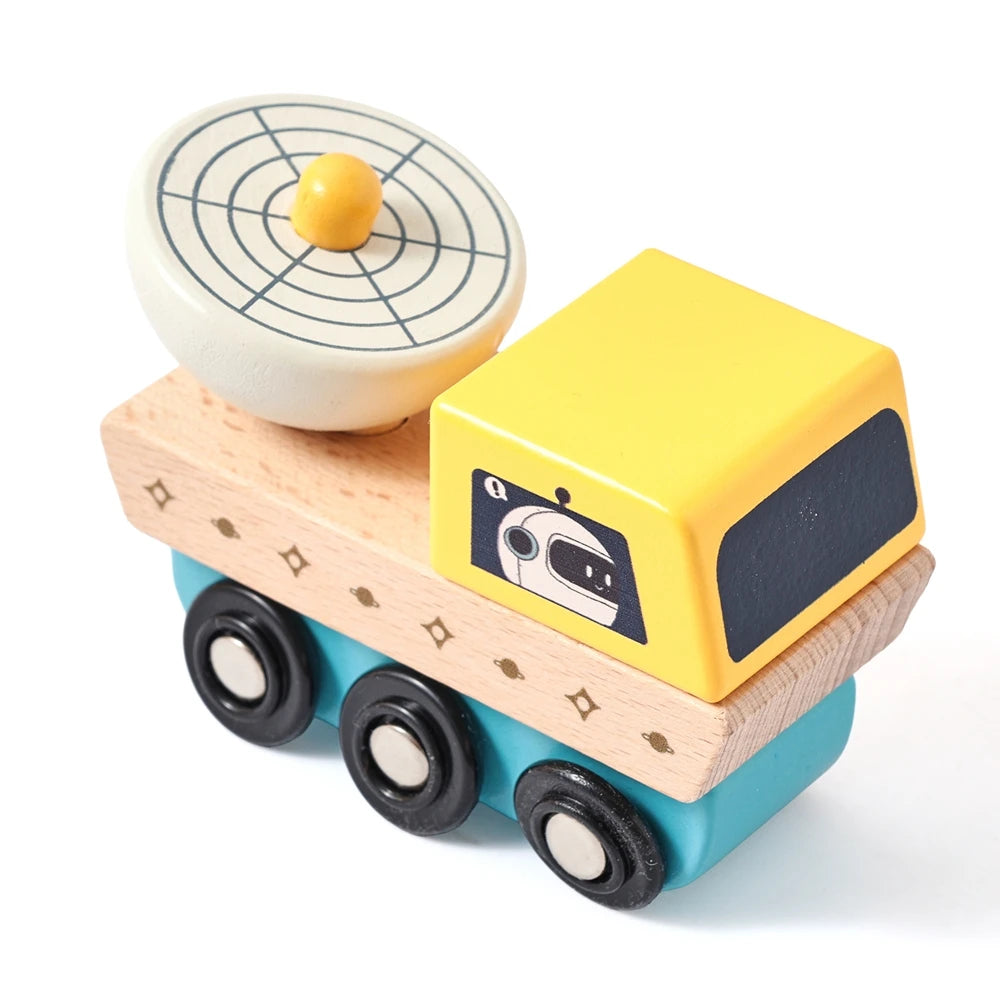 Montessori Wooden Space Set – Astronaut & Rocket Stacking Puzzle for Kids