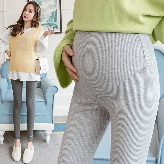 Adjustable Plus-Size Maternity Leggings – Soft Cotton High-Waist Pants