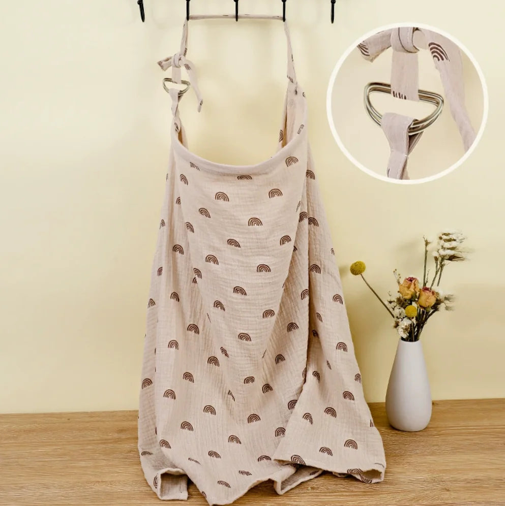 Breathable Muslin Nursing Apron – Cotton Baby Feeding Cover