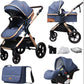 Poussette bébé 3 en 1 avec siège auto – Poussette pliable position assise et allongée