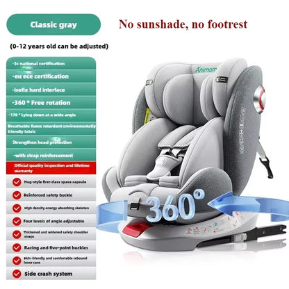 Universal Baby Car Seat | Safe ISOFIX, Rotates 360°, Age 0-12Y