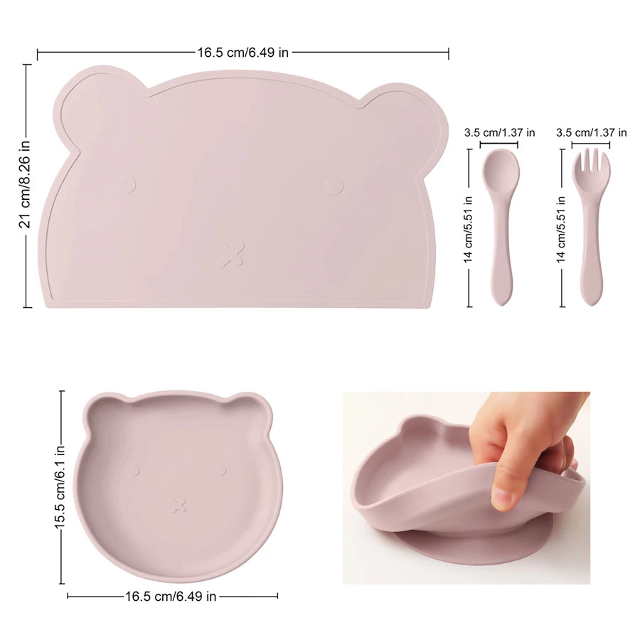 Baby Tableware Set – BPA-Free Silicone Plate, Utensils & Mat