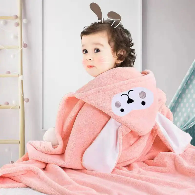 Thickened Baby Hooded Bath Towel – Soft Cotton Cloak & Wearable Blanket