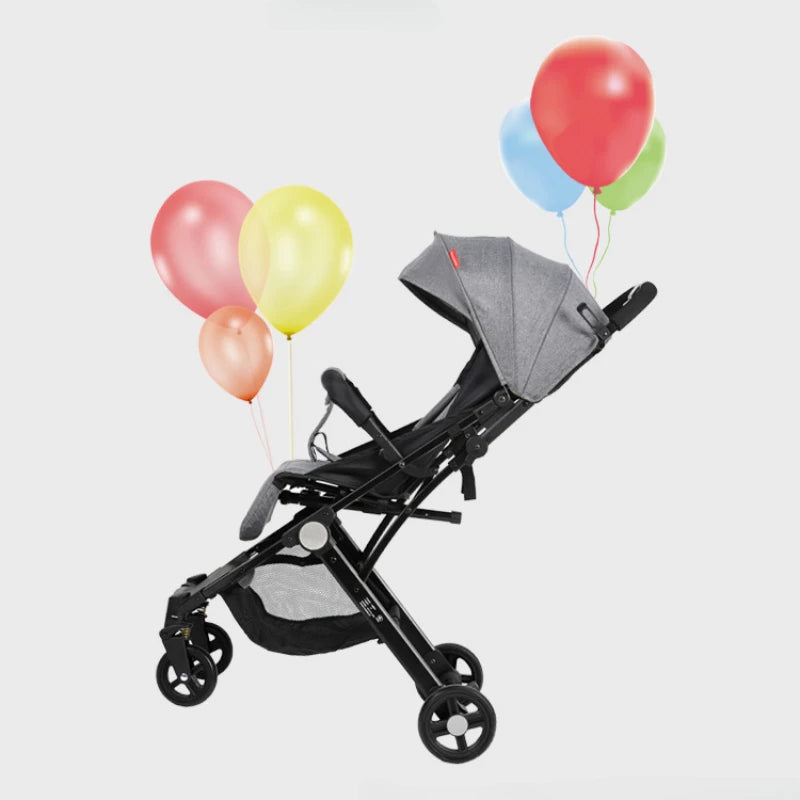Poussette bébé légère à quatre roues pour les voyages – Poussette pliable avec suspension amortissante